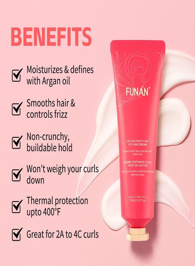FUNAN 3-in-1 Hair Styling Cream Non-Greasy, for Flyaways Curl Defining & Shine, with Slick Back Boar Bristle Brush Creates Smooth Styles and Defines Curls, for Women & Kids - Image 2
